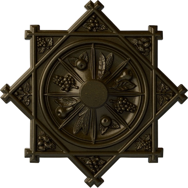 Ekena Millwork Antilles Ceiling Medallion (Fits Canopies up to 6"), Hand-Painted Green Gold, 38 1/4"OD x 1 1/2"P CM38ANGGS - main